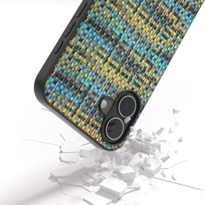 For iPhone 16 Plus Black Frame Color Lattice Texture PU Phone Case(Gold) - iPhone 16 Plus Cases by buy2fix | Online Shopping UK | buy2fix