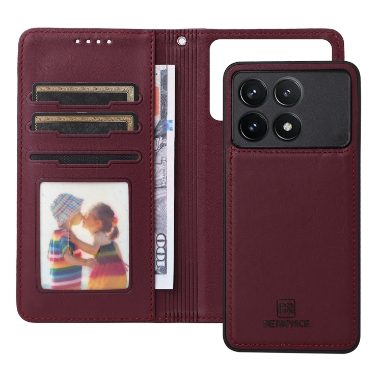 For Redmi K70 / K70 Pro BETOPNICE BN-005 2 in 1 Detachable Imitate Genuine Leather Phone Case(Wine Red) - K70 Pro Cases by BETOPNICE | Online Shopping UK | buy2fix