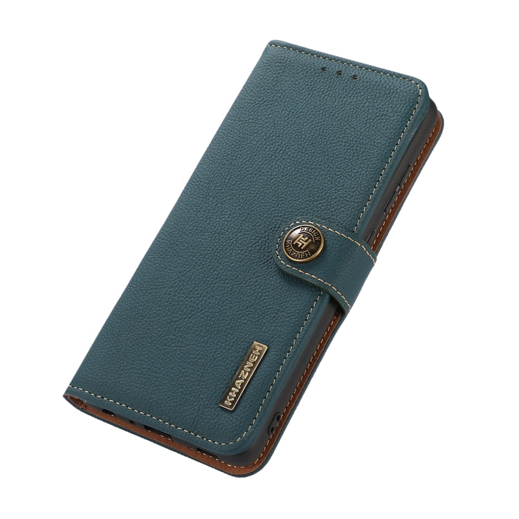 For Samsung Galaxy S25 Ultra 5G KHAZNEH Custer Genuine Leather RFID Phone Case(Green) - Galaxy S25 Ultra 5G Cases by buy2fix | Online Shopping UK | buy2fix