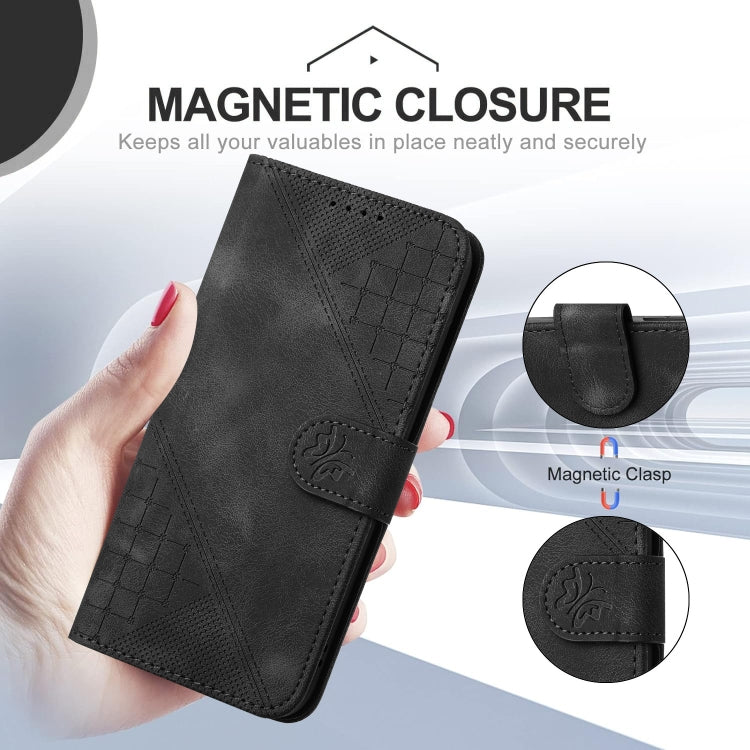 For iPhone 16 Pro Max YX0080 Grid Butterfly Embossed Pattern Flip Leather Phone Case with Lanyard(Black) - iPhone 16 Pro Max Cases by buy2fix | Online Shopping UK | buy2fix