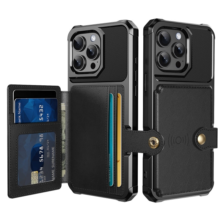 For iPhone 16 Pro Magnetic Wallet Card Bag Leather Phone Case(Black) - iPhone 16 Pro Cases by buy2fix | Online Shopping UK | buy2fix