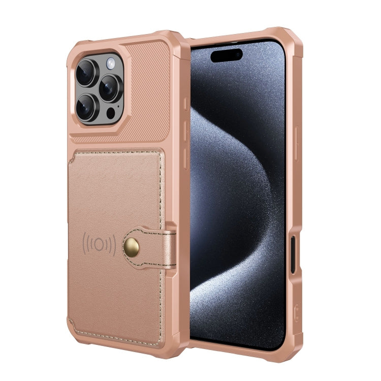 For iPhone 16 Pro Magnetic Wallet Card Bag Leather Phone Case(Rose Gold) - iPhone 16 Pro Cases by buy2fix | Online Shopping UK | buy2fix