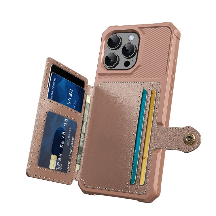 For iPhone 16 Pro Magnetic Wallet Card Bag Leather Phone Case(Rose Gold) - iPhone 16 Pro Cases by buy2fix | Online Shopping UK | buy2fix