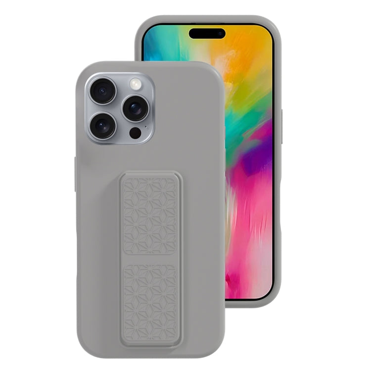 For iPhone 16 Pro Liquid Silicone Holder Phone Case(Titanium Grey) - iPhone 16 Pro Cases by buy2fix | Online Shopping UK | buy2fix