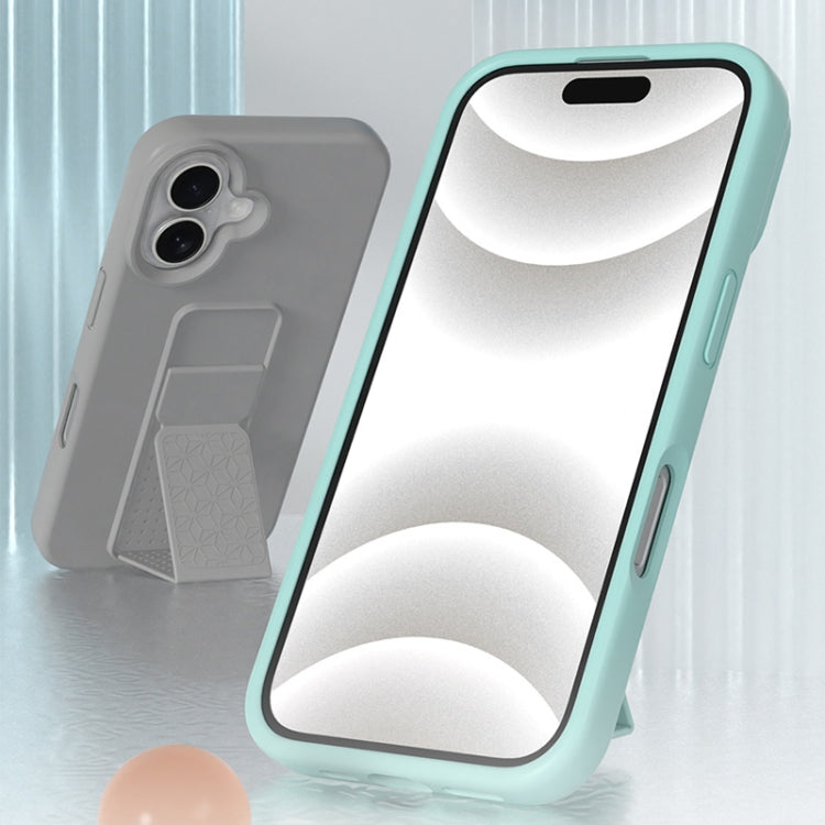 For iPhone 16 Pro Liquid Silicone Holder Phone Case(Sky Blue) - iPhone 16 Pro Cases by buy2fix | Online Shopping UK | buy2fix