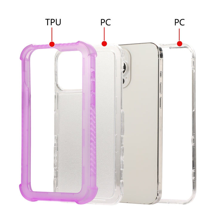 For iPhone 16 Transparent Matte TPU Hybrid PC 3-in-1 Phone Case(Pink) - iPhone 16 Cases by buy2fix | Online Shopping UK | buy2fix