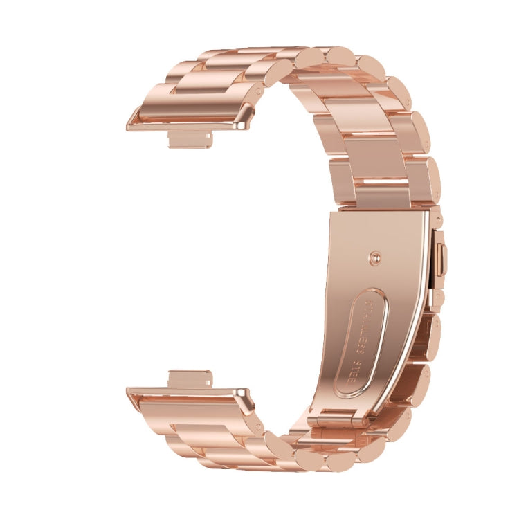 For Huawei Watch Fit3 MIJOBS Three-Beads Stainless Steel Watch Band(Rose Gold) - Watch Bands by MIJOBS | Online Shopping UK | buy2fix