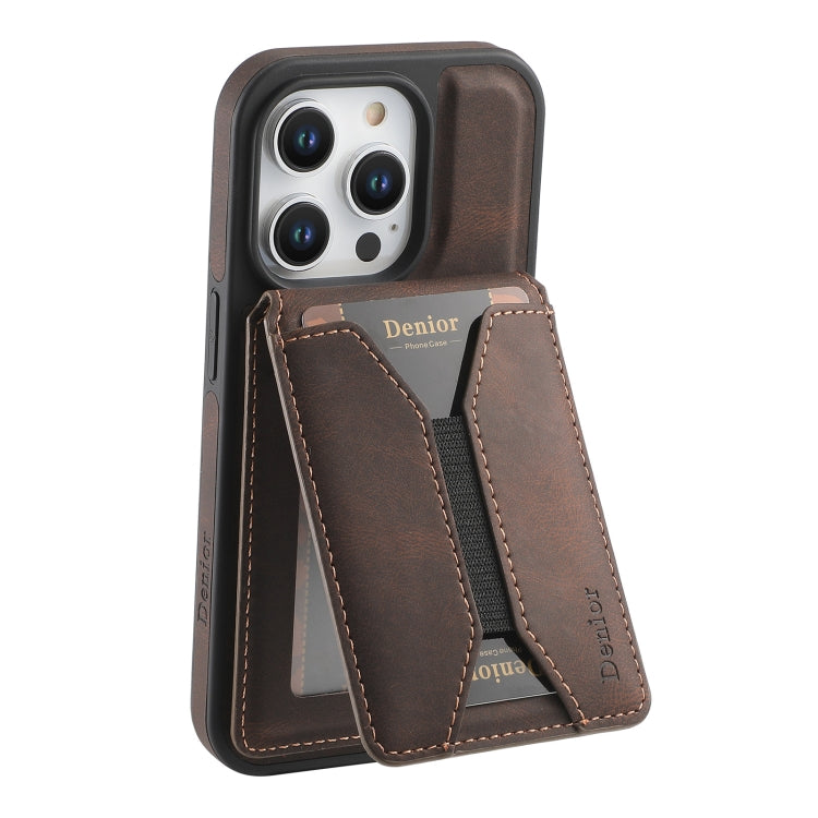 For iPhone 16 Pro Max Denior D17 Skin Feel MagSafe Detachable Card Slot Phone Case(Brown) - iPhone 16 Pro Max Cases by Denior | Online Shopping UK | buy2fix