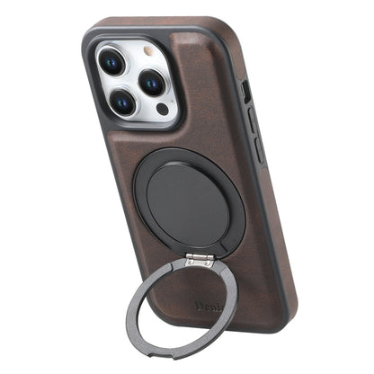 For iPhone 15 Pro Max Denior A14 Skin Feel Rotating Holder MagSafe Phone Case(Brown) - iPhone 15 Pro Max Cases by Denior | Online Shopping UK | buy2fix