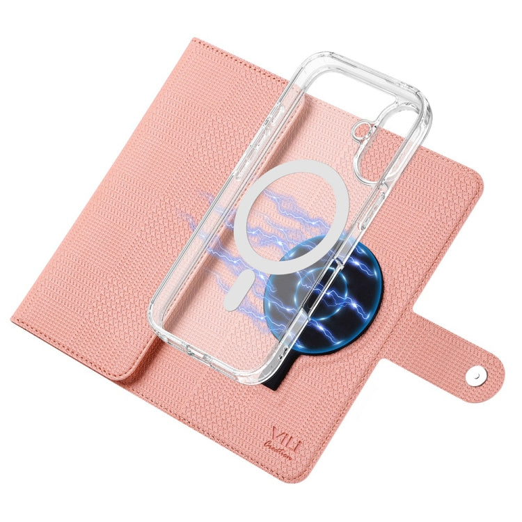 For Samsung Galaxy S24+ 5G ViLi GHA-C Series RFID MagSafe Magnetic Flip Leather Phone Case(Pink) - Galaxy S24+ 5G Cases by ViLi | Online Shopping UK | buy2fix