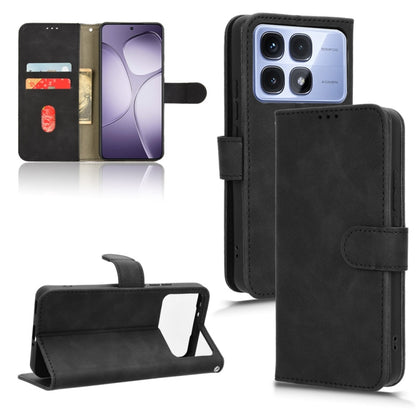 For Redmi K70 Ultra Skin Feel Magnetic Flip Leather Phone Case(Black) - Xiaomi Cases by buy2fix | Online Shopping UK | buy2fix