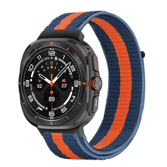 For Samsung Galaxy Watch Ultra 47mm Plastic Connector Nylon Loop Watch Band(Blue Orange Blue) - Watch Bands by buy2fix | Online Shopping UK | buy2fix