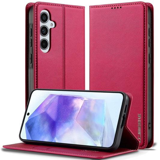 For Samsung Galaxy S25+ 5G LC.IMEEKE L1 Series Frosted Fine Texture PU Phone Case(Red) - Galaxy S25+ 5G Cases by LC.IMEEKE | Online Shopping UK | buy2fix