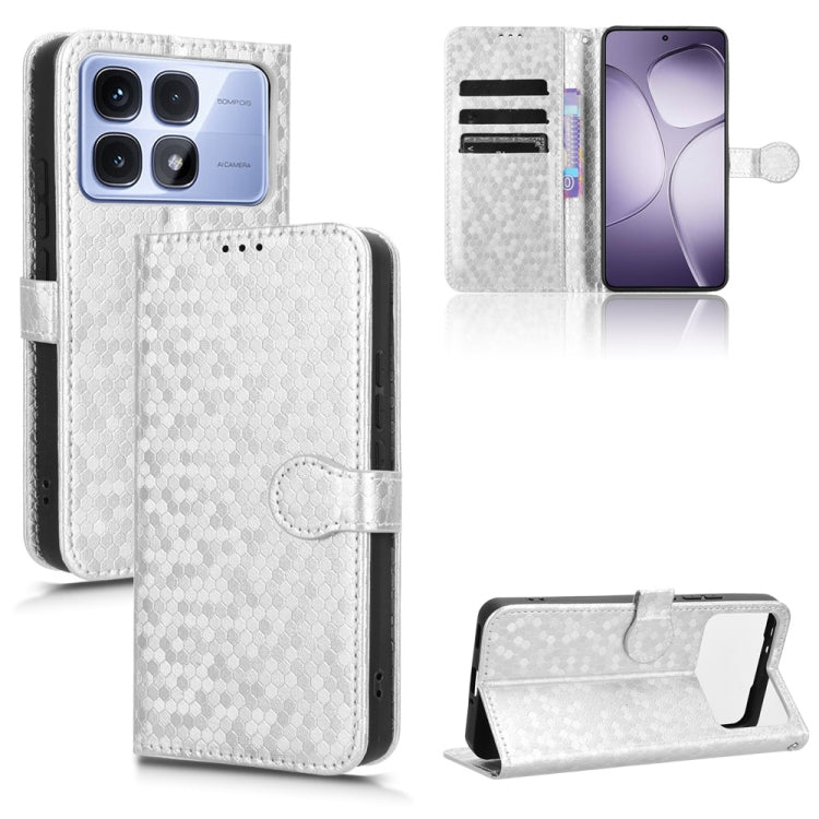 For Redmi K70 Ultra Honeycomb Dot Texture Leather Phone Case(Silver) - Xiaomi Cases by buy2fix | Online Shopping UK | buy2fix