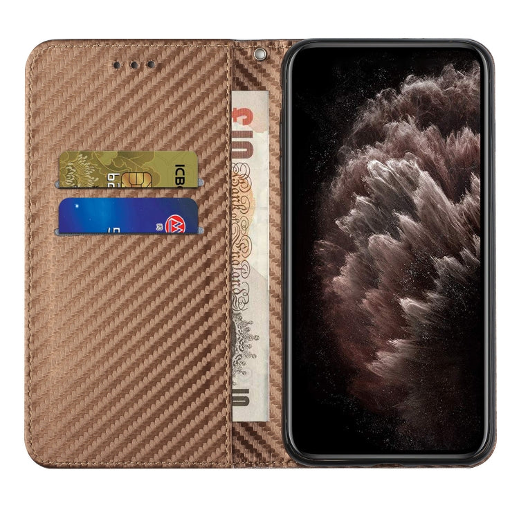 For iPhone 16 Pro Max Carbon Fiber Texture Magnetic Flip Leather Phone Case(Brown) - iPhone 16 Pro Max Cases by buy2fix | Online Shopping UK | buy2fix