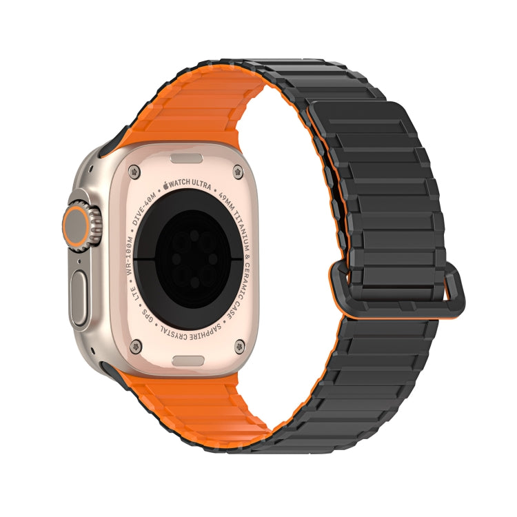 For Apple Watch Ultra 2 49mm DUX DUCIS KJ Series Magnetic Buckle Silicone Watch Band(Black Orange) - Watch Bands by DUX DUCIS | Online Shopping UK | buy2fix