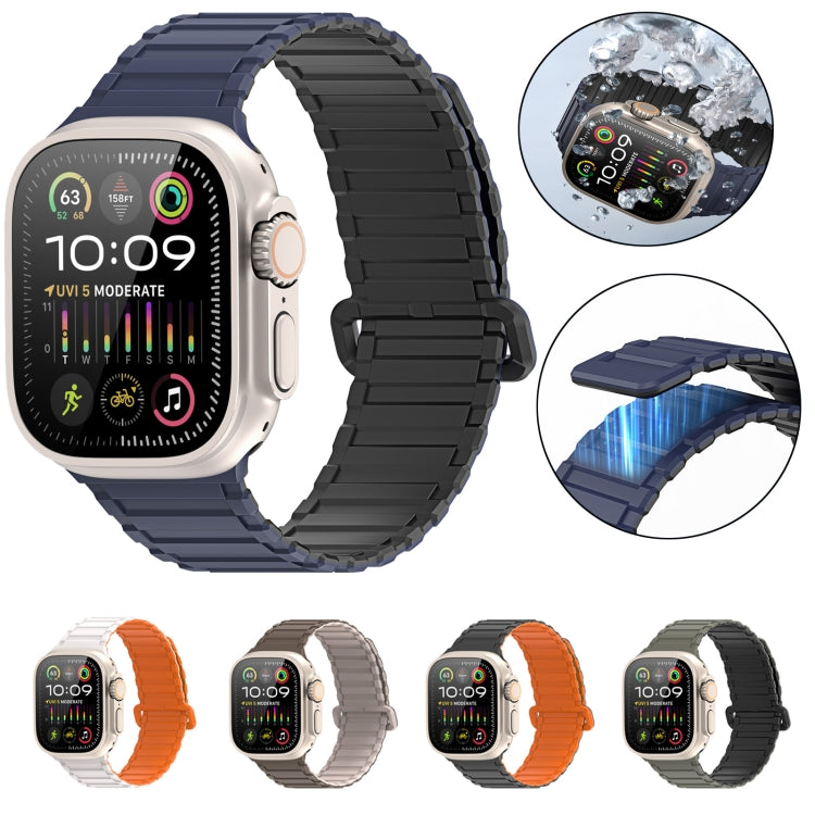 For Apple Watch Series 9 45mm DUX DUCIS KJ Series Magnetic Buckle Silicone Watch Band(Black Green) - Watch Bands by DUX DUCIS | Online Shopping UK | buy2fix