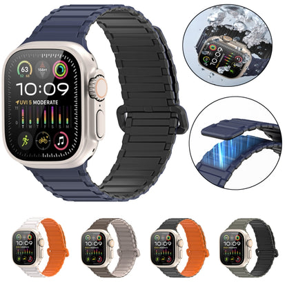 For Apple Watch Series 2 42mm DUX DUCIS KJ Series Magnetic Buckle Silicone Watch Band(Black Green) - Watch Bands by DUX DUCIS | Online Shopping UK | buy2fix