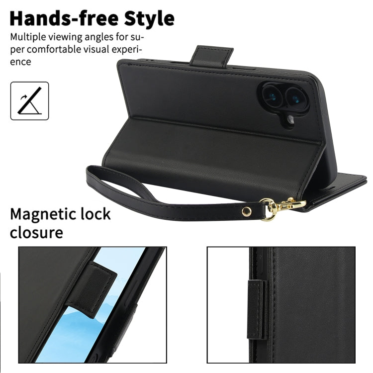 For iPhone 16 Side Buckle RFID Anti-theft Leather Phone Case(Black) - iPhone 16 Cases by buy2fix | Online Shopping UK | buy2fix