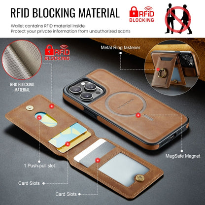 For iPhone 15 Pro DG.MING K1 MagSafe Detachable Wallet RFID Back Cover Phone Case(Brown) - iPhone 15 Pro Cases by DG.MING | Online Shopping UK | buy2fix