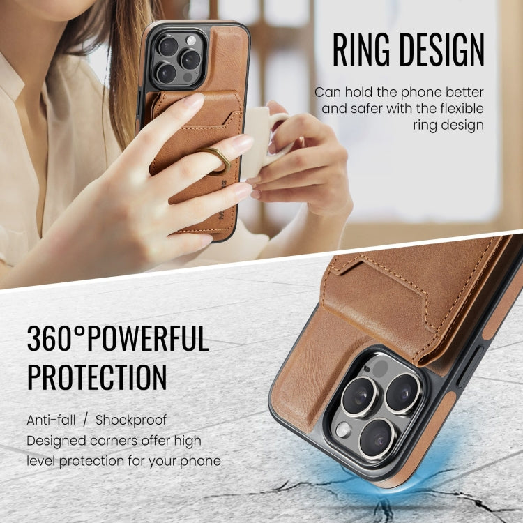 For iPhone 15 Pro DG.MING K1 MagSafe Detachable Wallet RFID Back Cover Phone Case(Brown) - iPhone 15 Pro Cases by DG.MING | Online Shopping UK | buy2fix