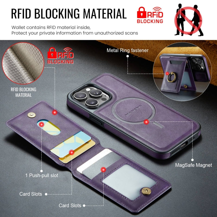 For iPhone 15 Plus DG.MING K1 MagSafe Detachable Wallet RFID Back Cover Phone Case(Purple) - iPhone 15 Plus Cases by DG.MING | Online Shopping UK | buy2fix