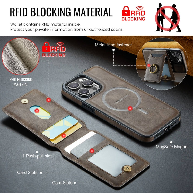 For iPhone 13 DG.MING K1 MagSafe Detachable Wallet RFID Back Cover Phone Case(Coffee) - iPhone 13 Cases by DG.MING | Online Shopping UK | buy2fix