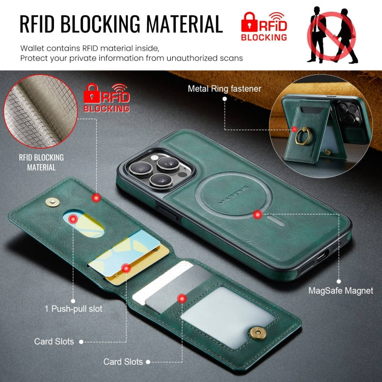 For iPhone 12 DG.MING K1 MagSafe Detachable Wallet RFID Back Cover Phone Case(Green) - iPhone 12 / 12 Pro Cases by DG.MING | Online Shopping UK | buy2fix