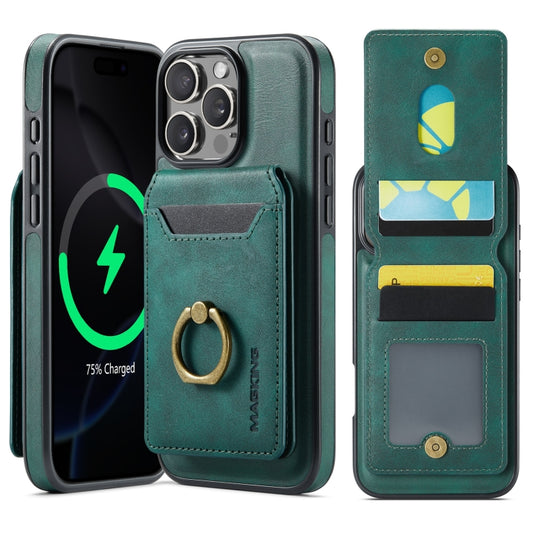 For iPhone 16 Pro DG.MING K1 MagSafe Detachable Wallet RFID Back Cover Phone Case(Green) - iPhone 16 Pro Cases by DG.MING | Online Shopping UK | buy2fix