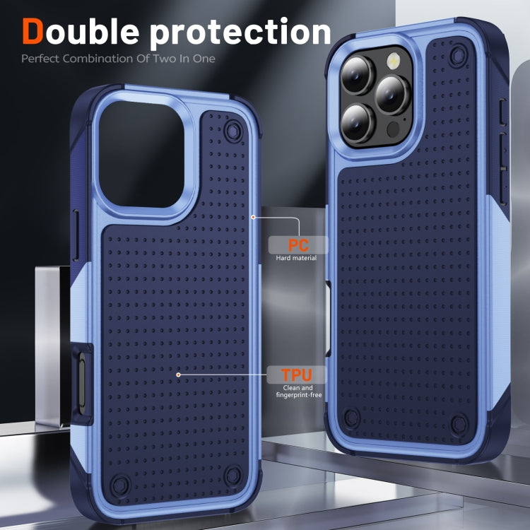 For iPhone 16 Pro PC + TPU Shockproof Protective Phone Case(Light Purple+Sapphire Blue) - iPhone 16 Pro Cases by buy2fix | Online Shopping UK | buy2fix