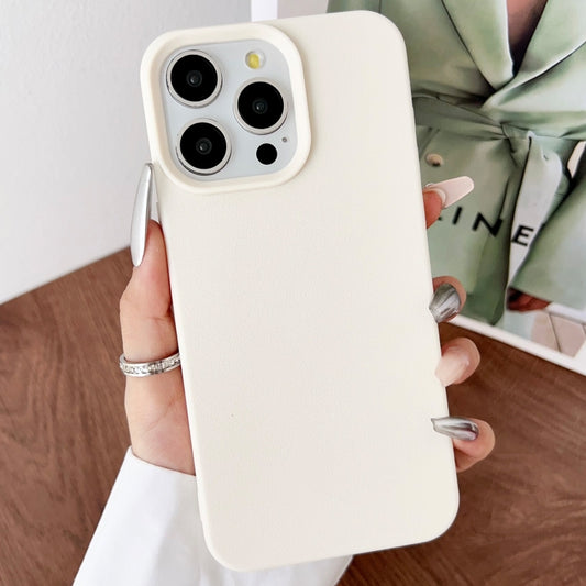 For iPhone 16 Pro Leather Texture TPU Full Coverage Phone Case(White) - iPhone 16 Pro Cases by buy2fix | Online Shopping UK | buy2fix