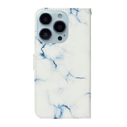 For iPhone 16 Pro Max Colored Drawing Marble Pattern Leather Phone Case(White Marble) - iPhone 16 Pro Max Cases by buy2fix | Online Shopping UK | buy2fix