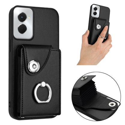 For Motorola Moto G Power 2024 5G Organ Card Bag Ring Holder Phone Case(Black) - Motorola Cases by buy2fix | Online Shopping UK | buy2fix