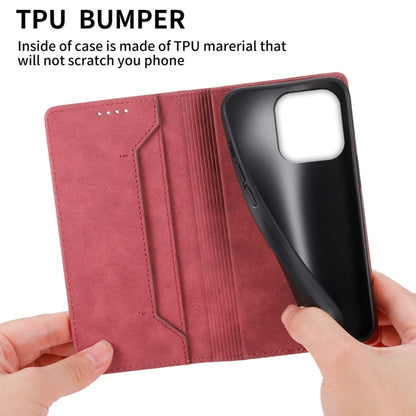 For iPhone 16 Pro Business Solid Color Magnetic RFID Leather Phone Case(Red) - iPhone 16 Pro Cases by buy2fix | Online Shopping UK | buy2fix