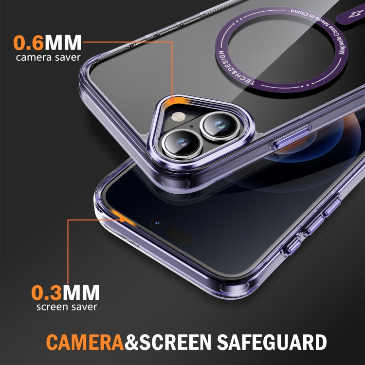 For iPhone 16 Plus Airbag Magsafe PC Hybrid TPU Phone Case(Clear Purple) - iPhone 16 Plus Cases by buy2fix | Online Shopping UK | buy2fix