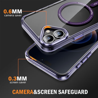 For iPhone 16 Airbag Magsafe PC Hybrid TPU Phone Case(Clear Purple) - iPhone 16 Cases by buy2fix | Online Shopping UK | buy2fix