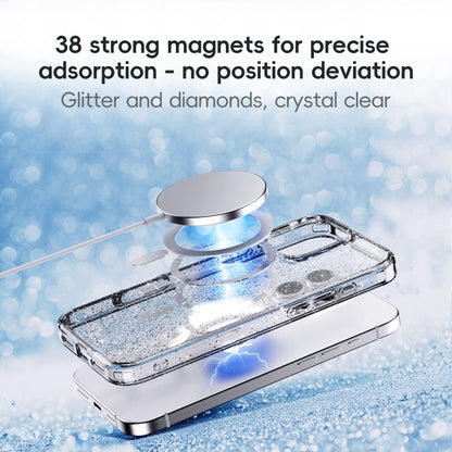 For iPhone 16 Pro Max Glitter Powder MagSafe Magnetic Phone Case(Transparent Titanium Blue) - iPhone 16 Pro Max Cases by buy2fix | Online Shopping UK | buy2fix