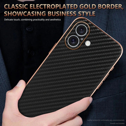 For iPhone 16 Plus AZNS Electroplated Edge Carbon Fiber Texture Phone Case(Brown) - iPhone 16 Plus Cases by AZNS | Online Shopping UK | buy2fix