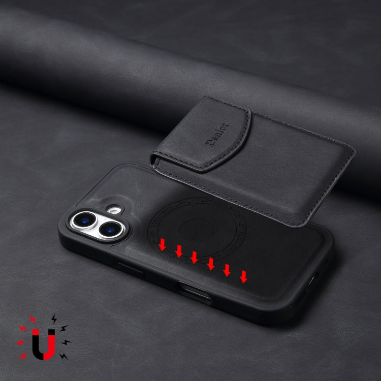 For iPhone 16 Plus Denior D19 Skin Feel MagSafe Detachable Card Slot Phone Case(Black) - iPhone 16 Plus Cases by Denior | Online Shopping UK | buy2fix