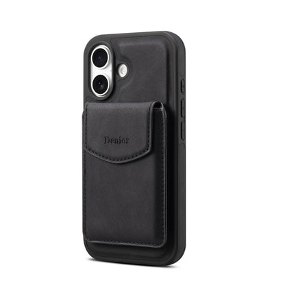 For iPhone 16 Plus Denior D19 Skin Feel MagSafe Detachable Card Slot Phone Case(Black) - iPhone 16 Plus Cases by Denior | Online Shopping UK | buy2fix