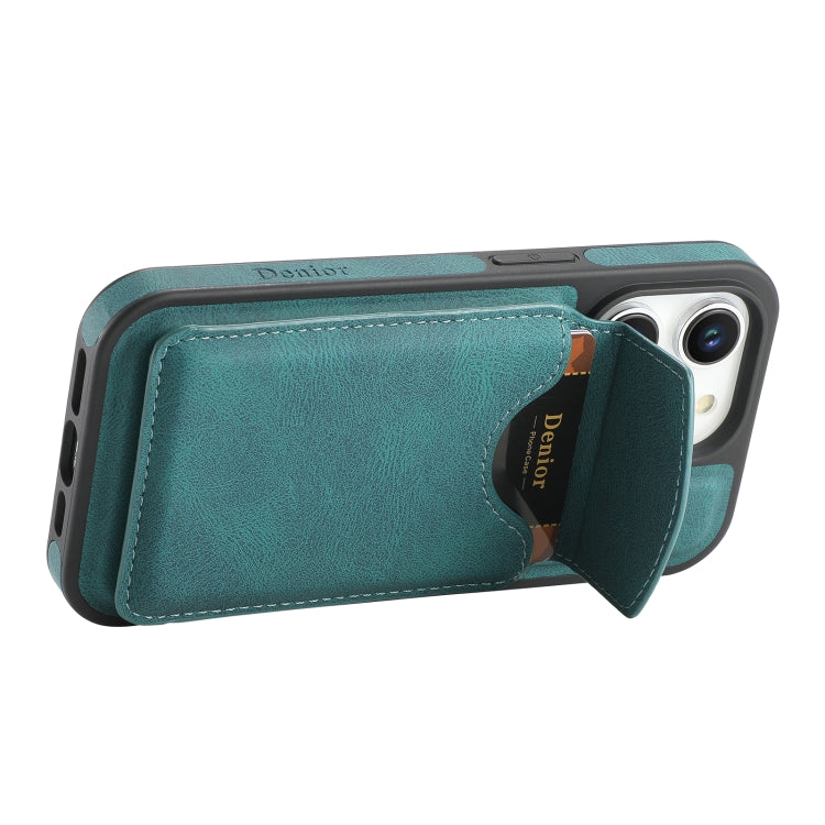 For iPhone 14 Pro Denior D19 Skin Feel MagSafe Detachable Card Slot Phone Case(Blue) - iPhone 14 Pro Cases by Denior | Online Shopping UK | buy2fix