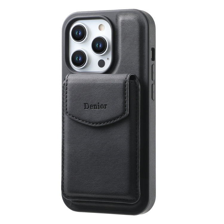 For iPhone 16 Pro Max Denior D20 Skin Feel MagSafe Holder Detachable Card Slot Phone Case(Black) - iPhone 16 Pro Max Cases by Denior | Online Shopping UK | buy2fix