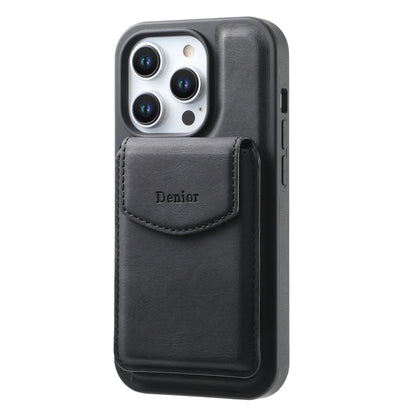 For iPhone 16 Pro Denior D20 Skin Feel MagSafe Holder Detachable Card Slot Phone Case(Black) - iPhone 16 Pro Cases by Denior | Online Shopping UK | buy2fix