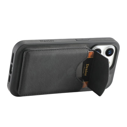 For iPhone 16 Pro Denior D20 Skin Feel MagSafe Holder Detachable Card Slot Phone Case(Black) - iPhone 16 Pro Cases by Denior | Online Shopping UK | buy2fix