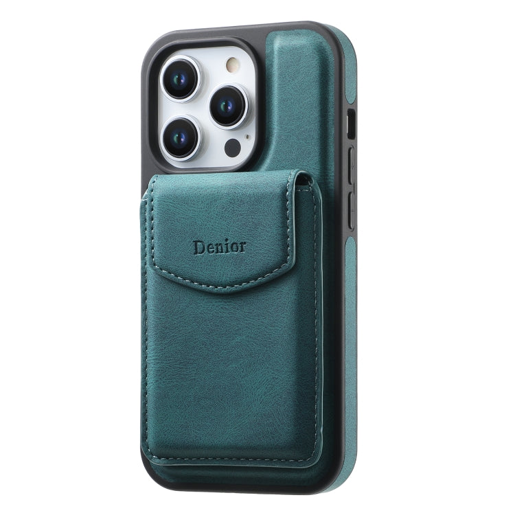 For iPhone 14 Pro Max Denior D20 Skin Feel MagSafe Holder Detachable Card Slot Phone Case(Blue) - iPhone 14 Pro Max Cases by Denior | Online Shopping UK | buy2fix