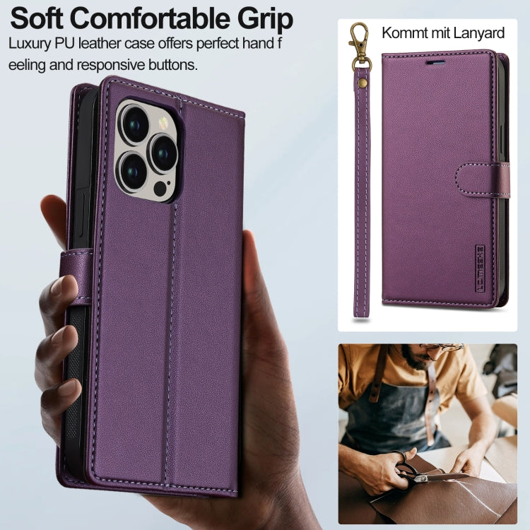 For iPhone 13 Pro LC.IMEEKE L2 Series Detachable Magsafe PU Phone Case with Lanyard(Purple) - iPhone 13 Pro Cases by LC.IMEEKE | Online Shopping UK | buy2fix