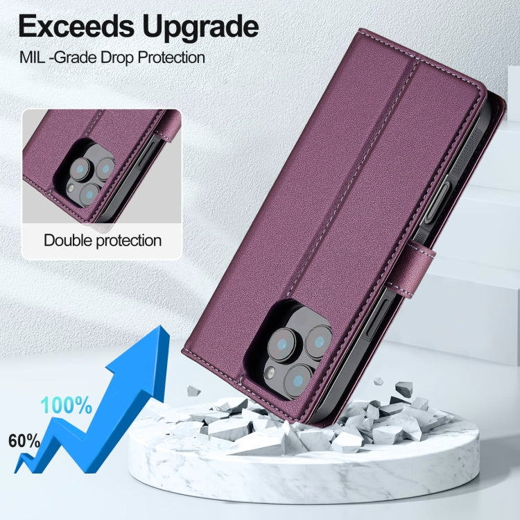 For iPhone 16 Pro LC.IMEEKE L2 Series Detachable Magsafe PU Phone Case with Lanyard(Purple) - iPhone 16 Pro Cases by LC.IMEEKE | Online Shopping UK | buy2fix