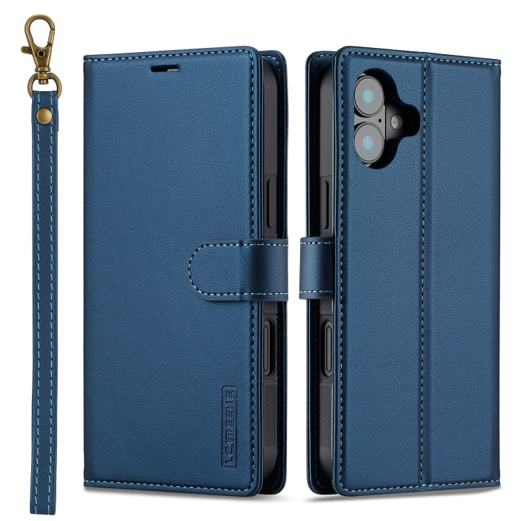 For iPhone 16 Plus LC.IMEEKE L2 Series Detachable Magsafe PU Phone Case with Lanyard(Blue) - iPhone 16 Plus Cases by LC.IMEEKE | Online Shopping UK | buy2fix