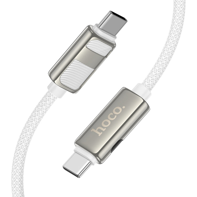 hoco U137 USB-C / Type-C to USB-C / Type-C Line 60W Charging Data Cable with Display, Length:1.2m(White) - USB-C & Type-C Cable by hoco | Online Shopping UK | buy2fix