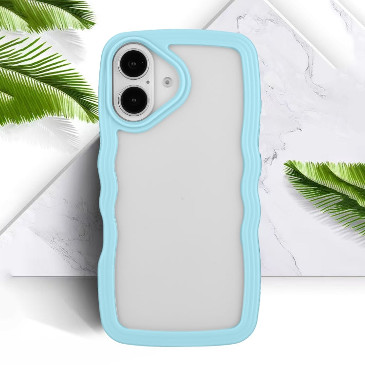 For iPhone 16 Plus Candy Color Wave TPU Clear PC Phone Case(Blue) - iPhone 16 Plus Cases by buy2fix | Online Shopping UK | buy2fix